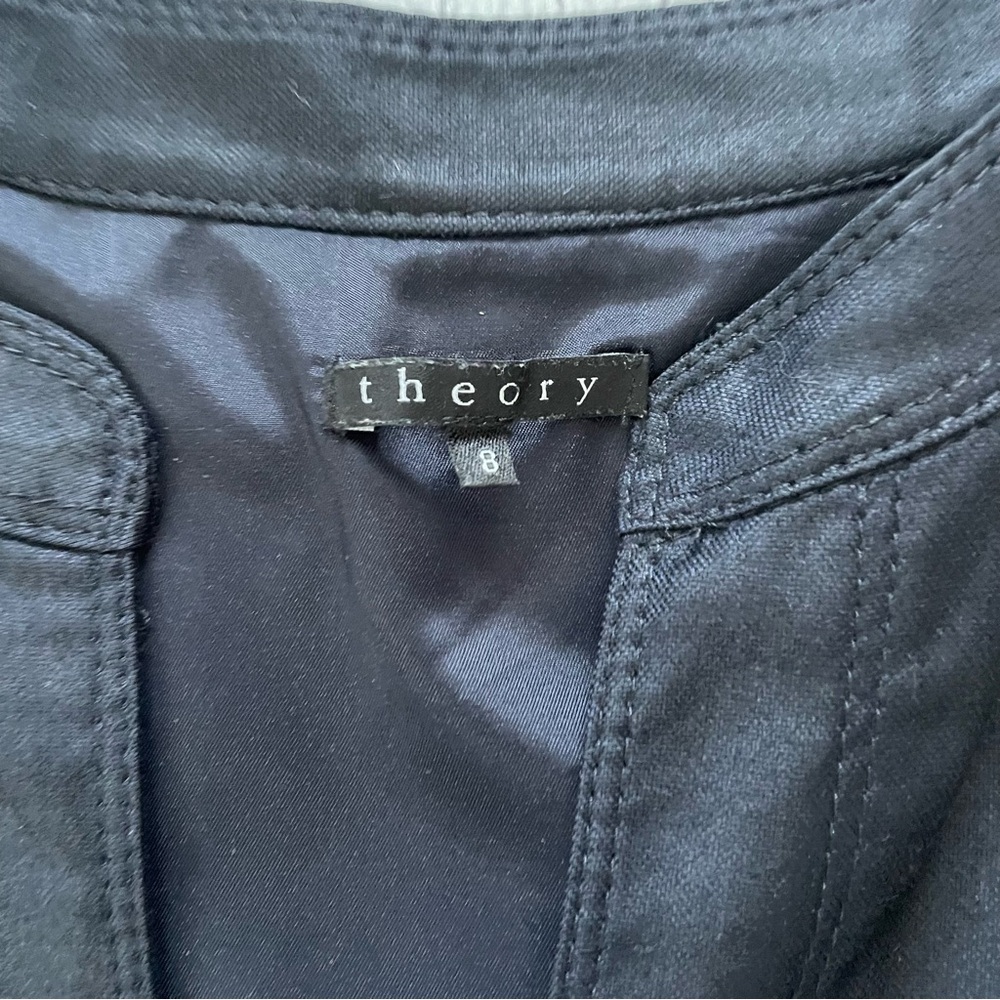 Theory Belted Button Detail Black Shimmer Dress Size 8 - Picture 3 of 10